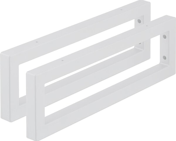 Relaxdays Supporto da parete, set da 2 pezzi, 50 cm, acciaio, supporto per lavabo e mensola a muro, mensola rettangolare, bianco