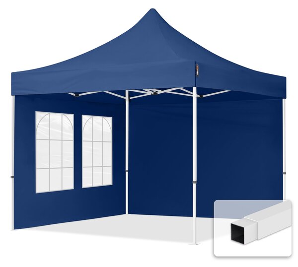 TOOLPORT 3x3m gazebo pieghevole con laterali (finestre), ECONOMY acciaio, blu scuro