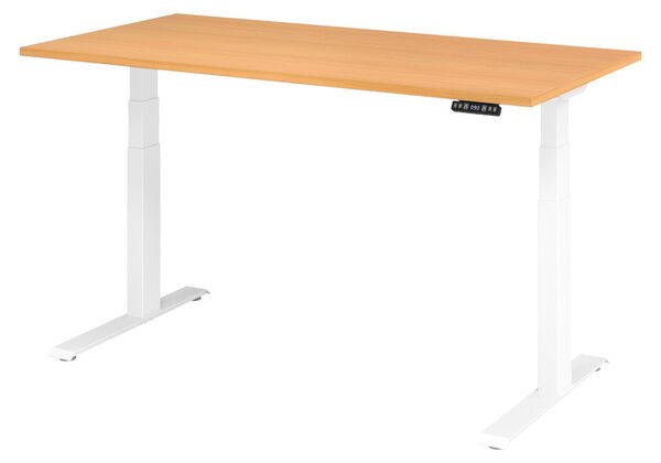 Scrivania elettrica bümö XDKB - Decorazione: faggio, dimensioni: 160 x 80 cm, struttura: bianco
