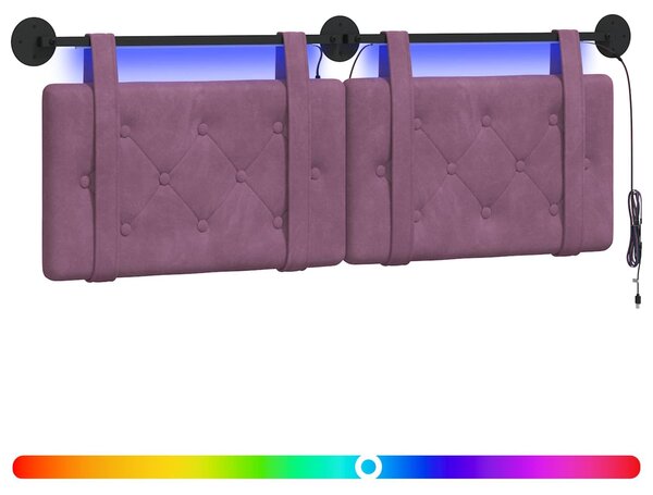 Testiera sospesa Con luce LED Viola Velluto