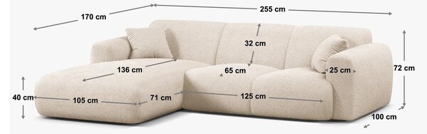 Divano angolare beige in tessuto bouclé (angolo sinistro) Molino - Micadoni Home