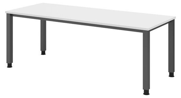 Scrivania bümö Serie Q - Finitura: bianco, struttura: grafite, dimensioni: 200 x 80 cm