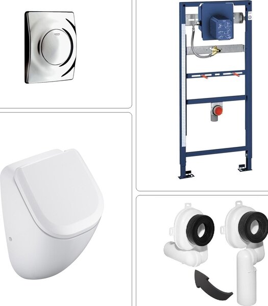 VIGOUR DERBY orinatoio senza bordo con coperchio SoftClose e accessori Grohe, cromo lucido