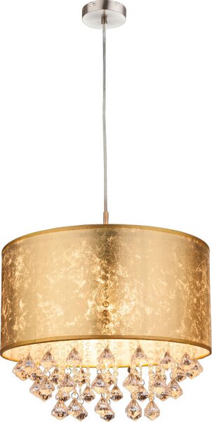 Lampada a sospensione in cristallo LED RGB in tessuto in oro AMY