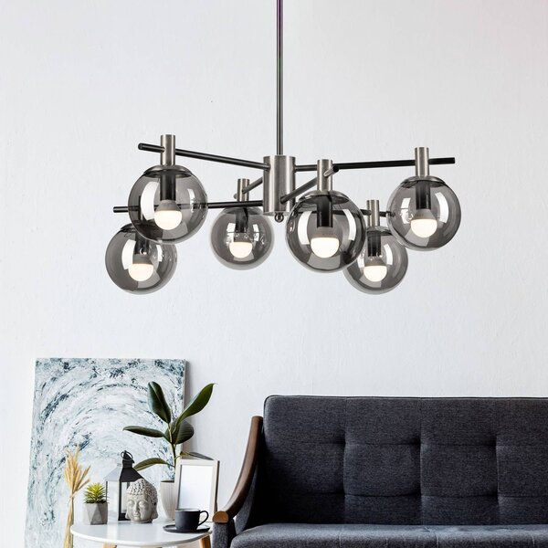 Plafoniera soffitto Lilou Lamkur, dimmerabile, Alluminio / Grigio / Zincato, Soggiorno / Sala da pranzo, Vetro, Plafoniera