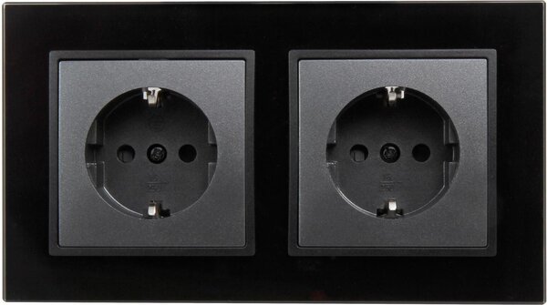 Set di prese McPower Flair "Beginner 2S-Style", antracite, cornice in vetro nero