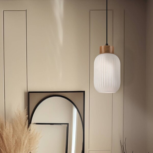 Lampada a sospensione in vetro Harmony Lamkur, dimmerabile, Bianco / Opale, Soggiorno / Sala da pranzo, Vetro, Scandinavo, Lampada a sospensione