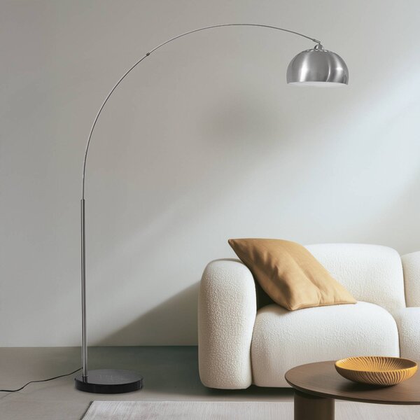 Lampada ad arco Hernando Lindby, Alluminio / Grigio / Zincato, Soggiorno / Sala da pranzo, Metallo, Moderno, Lampada da terra