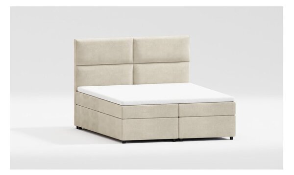 Letto matrimoniale imbottito beige con spazio contenitivo e rete 200x200 cm Rico - Ropez