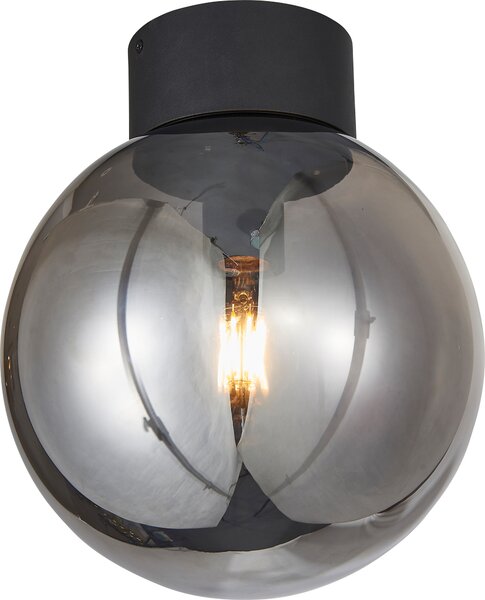 Lampada BRILLANTE Plafoniera Astro 25cm nero/vetro fumé | 1x A60, E27, 60W, adatta a lampade standard (non incluse) | Adatta a lampadine LED