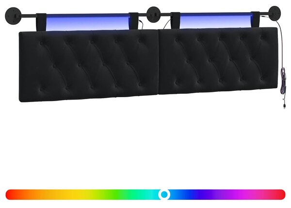 Testiera sospesa Con luce LED Nero Velluto