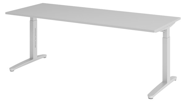 Scrivania della serie bümö XB - Struttura: Argento, Finitura: Grigio, Dimensioni: 200 x 80 cm
