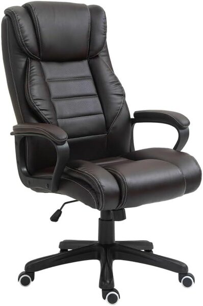 Sedia da ufficio con funzione massaggio - poltrona ergonomica per ufficio con vibromassaggio, funzione basculante, sedile regolabile in altezza, colore marrone