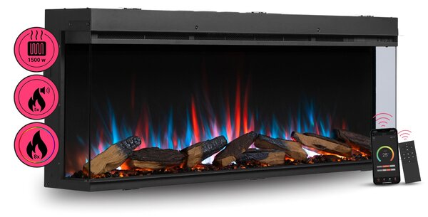 Camino elettrico BALDERIA Athena smart 52 - Camino da incasso - Nero