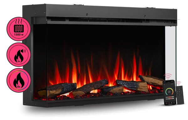 Camino elettrico BALDERIA Athena smart 36 - Camino da incasso - Nero