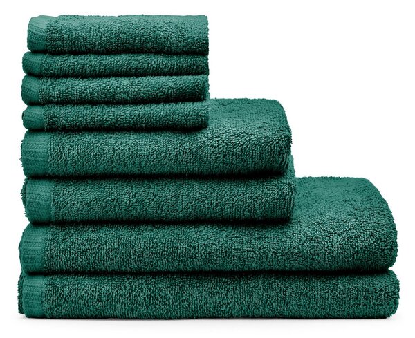 Set di asciugamani per viso e corpo con asciugatura rapida e tipo terry verde scuro in cotone 8 pz Quick Dry – Catherine Lansfield