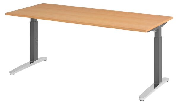 Bümö Scrivania Serie-XB - Decorazione: faggio, dimensioni: 180 x 80 cm, struttura: grafite/alluminio lucido