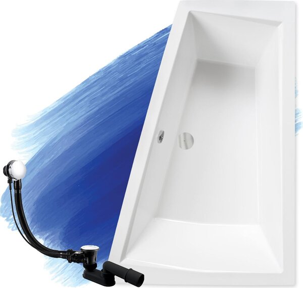 BADLAND vasca angolare rettangolare Intima per due persone DESTRA 180x125 con set di scarico e piedini GRATIS senza rivestimento senza poggiatesta