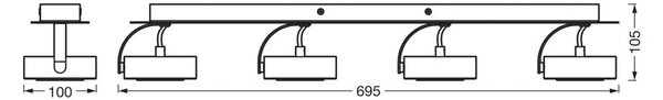 OSRAM Faretto da soffitto LED VENUS nero a 4 luci in metallo 3.000 K, Nero, Soggiorno / Sala da pranzo, Metallo, Moderno