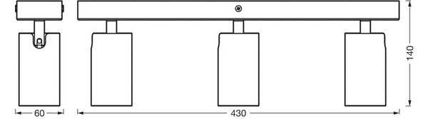 OSRAM Faretto da soffitto OCTAGON nero a 3 luci GU10-LED 927 dimmerabile OCTAGON,, Nero, Soggiorno / Sala da pranzo, Metallo, Moderno