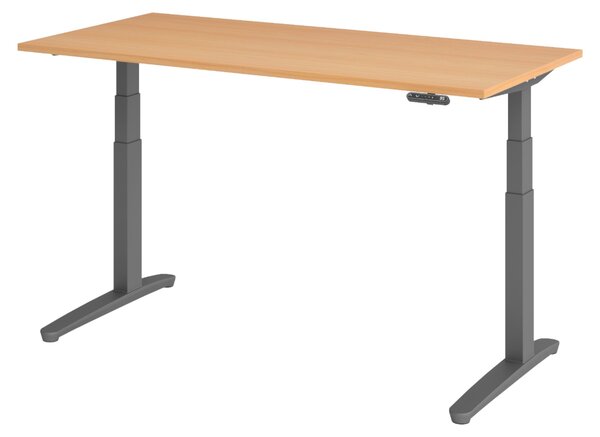 Scrivania elettrica bümö XBHM - Decorazione: faggio, dimensioni: 160 x 80 cm, telaio: grafite