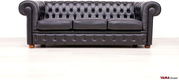 Divano Chesterfield 3 posti nero