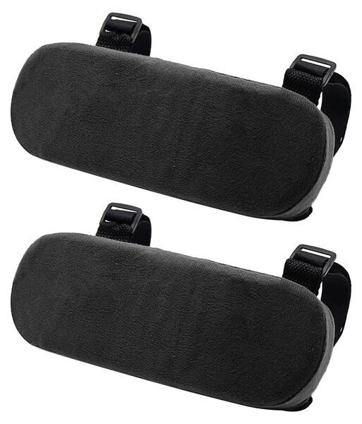 Cuscini Ergonomici per Braccioli - 2 Pezzi - Supporto Antiscivolo - Schiuma - Sedia a Rotelle/Sedia da Ufficio - 22,5 cm - Nero