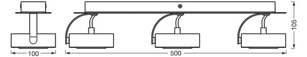 OSRAM Faretto da soffitto LED VENUS nero a 3 luci Metallo 3.000 K, Nero, Soggiorno / Sala da pranzo, Metallo, Moderno