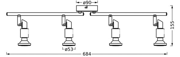 OSRAM Faretto da soffitto OSRAM, bianco, a 4 luci, metallo, GU10-LED 927 dimmerabile, dimmerabile, Bianco / Opale, Metallo