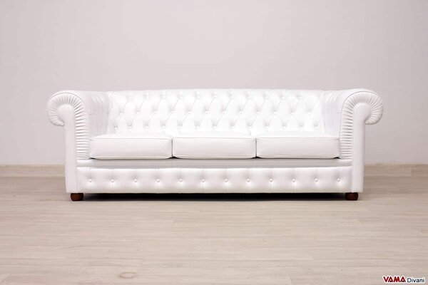 Divano Chesterfield 3 Posti Bianco Freddo