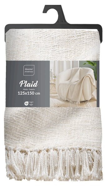 Coperta color crema in misto cotone 125x150 cm Ziggy – douceur d'intérieur