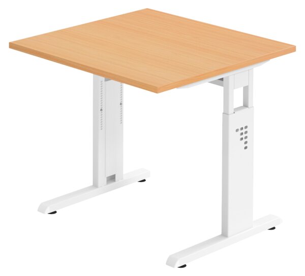Bümö Scrivania Serie-O - Decorazione: faggio, dimensioni: 80 x 80 cm, struttura: bianco