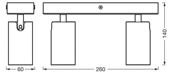 OSRAM Faretto da soffitto OCTAGON, bianco, a 2 luci, GU10-LED 927 dimmerabile, Bianco / Opale, Soggiorno / Sala da pranzo, Metallo, Moderno