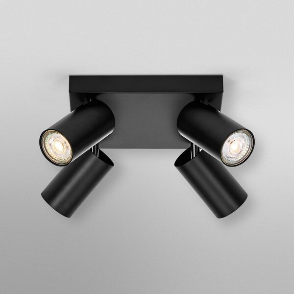 OSRAM Faretto da soffitto OCTAGON PLATE, nero, a 4 luci GU10-LED 927 dimmerabile, Nero, Soggiorno / Sala da pranzo, Metallo, Moderno