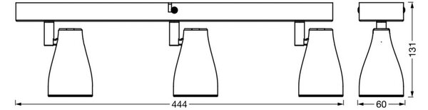 OSRAM Faretto da soffitto PEAR, grigio, a 3 luci, GU10-LED 2.700 K PEAR, Alluminio / Grigio / Zincato, Plastica