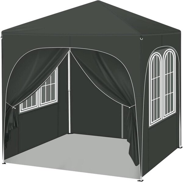 WOLTU Gazebo, gazebo pieghevole 2x2 m, con 4 pareti laterali, tenda per feste regolabile in altezza, grigio