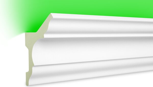 Listelli LED in poliuretano (PU) - Illuminazione indiretta con profili per soffitto moderni, opachi, leggeri e resistenti agli urti - (Confezione risparmio da 10 metri LED-4, 80x48mm). Profilo decorativo, stucco, illuminazione per soffitto