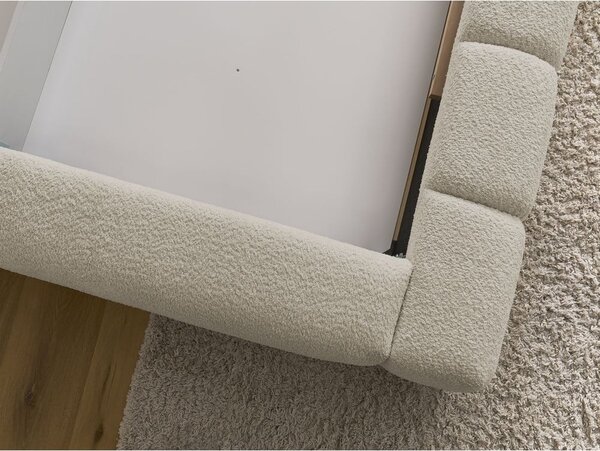Letto matrimoniale imbottito beige contenitore e rete inclusi 140x190 cm Denali - Bobochic Paris