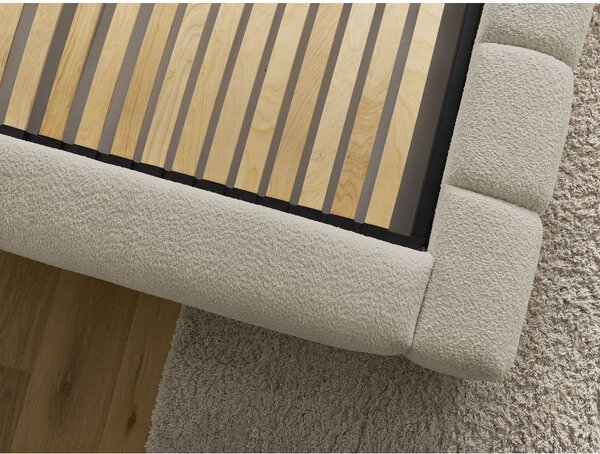 Letto matrimoniale imbottito beige contenitore e rete inclusi 140x190 cm Denali - Bobochic Paris