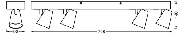 OSRAM Plafone LED NEPTUNE, CLICK-SELECT, 4 faretti, bianco NEPTUNE CLICK-SELECT, Bianco / Opale, Soggiorno / Sala da pranzo, Metallo, Moderno
