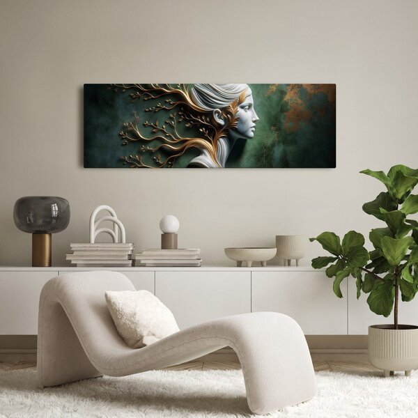 Quadro su tela – Donna con rami come simbolo di crescita