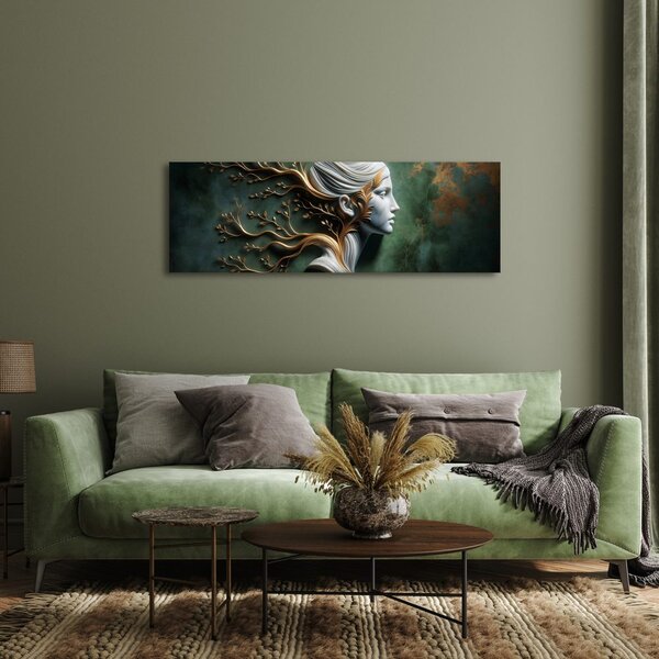Quadro su tela – Donna con rami come simbolo di crescita