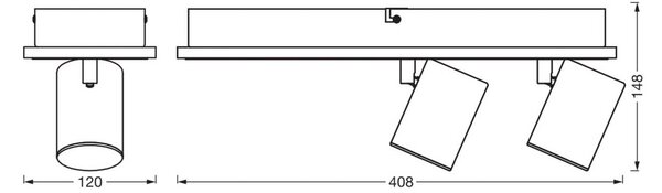 OSRAM Faretto da soffitto LED MARS CLICK-SELECT, 2 faretto, nero CLICK-SELECT, Nero, Soggiorno / Sala da pranzo, Metallo, Moderno