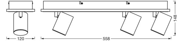 OSRAM Faretto da soffitto a LED MARS CLICK-SELECT, 3 faretto, nero CLICK-SELECT, Nero, Soggiorno / Sala da pranzo, Metallo, Moderno