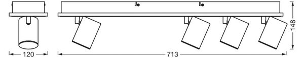 OSRAM Faretto da soffitto a LED MARS CLICK-SELECT, 4 faretto, nero CLICK-SELECT, Nero, Soggiorno / Sala da pranzo, Metallo, Moderno