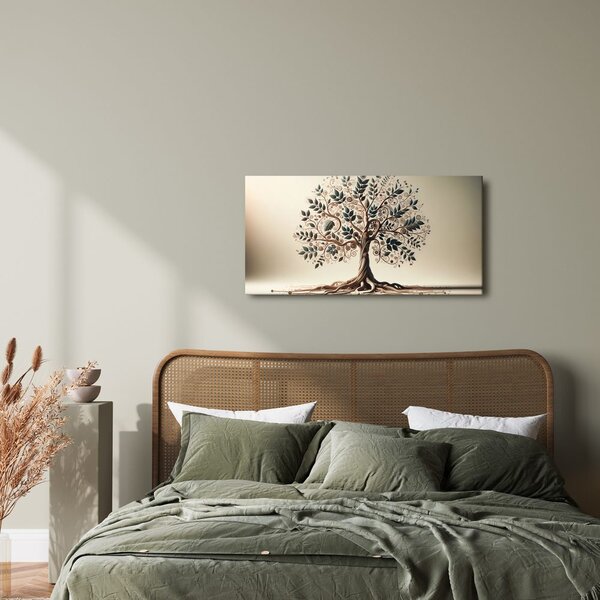 Quadro su tela – Albero della vita con foglie e spirali