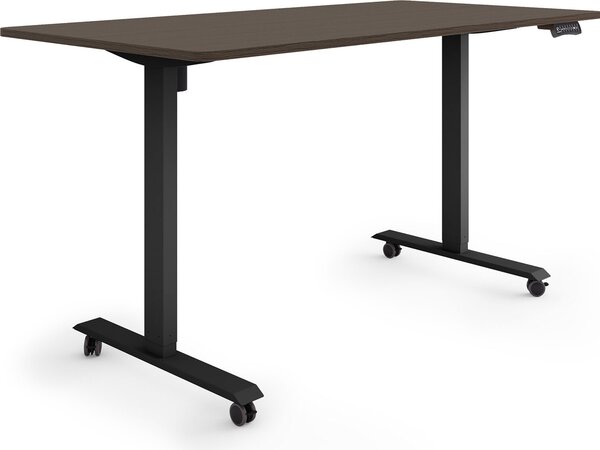 ESMART Germany ETX-121BE 160x80cm Decorazione ebano Scrivania ergonomica in piedi/seduta su rotelle Regolabile elettricamente in altezza in modo continuo 78,5-128,5cm 3 x porta di ricarica USB con memoria Promemoria attività