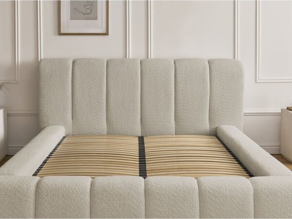 Letto matrimoniale imbottito beige contenitore e rete inclusi 140x190 cm Denali - Bobochic Paris
