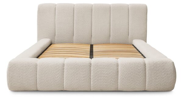 Letto matrimoniale imbottito beige contenitore e rete inclusi 140x190 cm Denali - Bobochic Paris