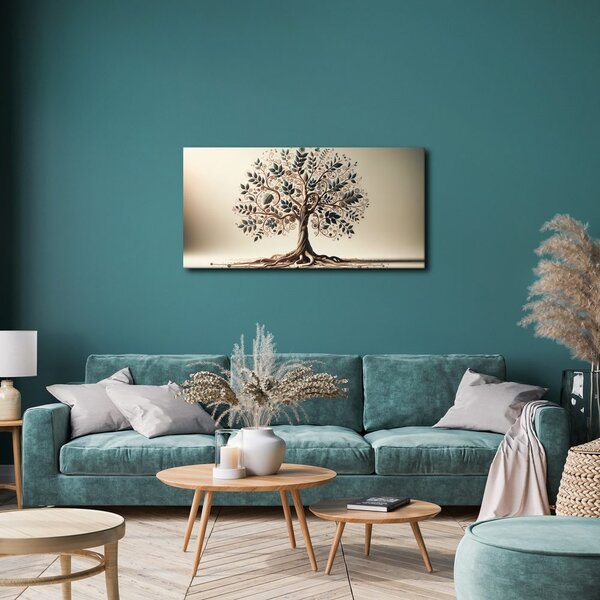 Quadro su tela – Albero della vita con foglie e spirali